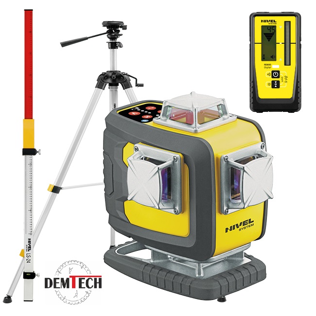 Nivel System Laser krzyżowy ze statywem czujnikiem cyfrowym i łatą CL4D-R+SJJM1EX RD800 LS24