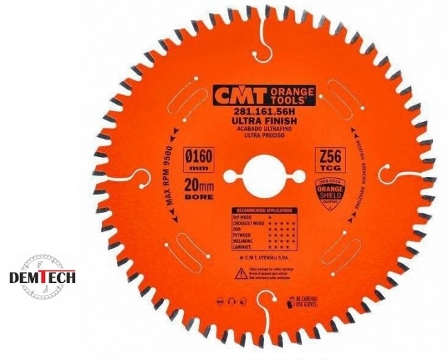 CMT Piła do laminatów i płyty wiórowej 160x20 mm 56Z 281.161.56H