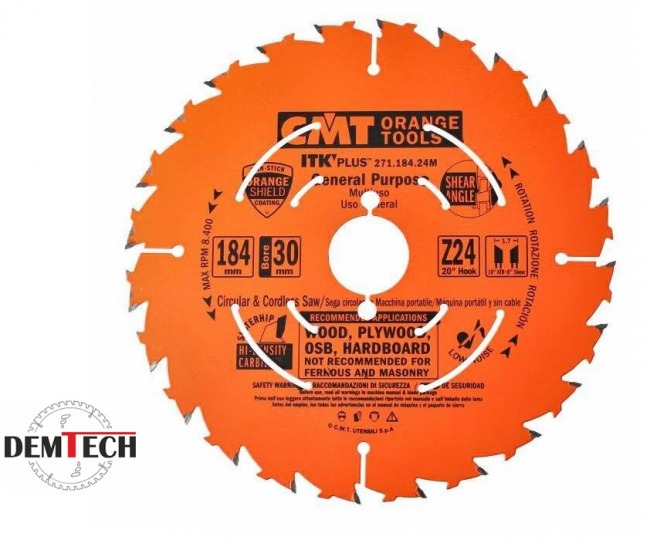 CMT Piła tarcza do drewna ultracienka 184x30 mm 24Z 271.184.24M