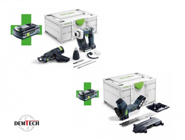 Festool zestaw elektronarzędzi wkrętarka do suchej zabudowy DWC 18-4500 oraz piła do metariałów izolacyjnych ISC 240 + akumulatory GRATIS !!! 577056+577058