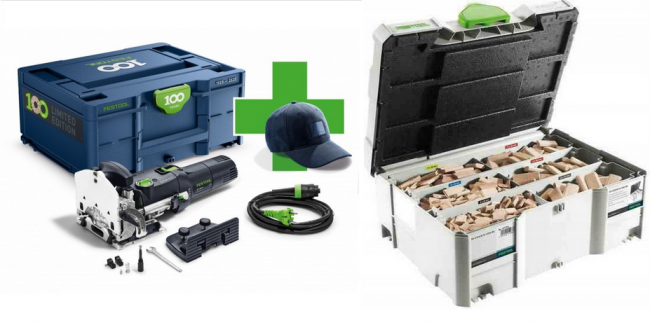 Festool zestaw elektronarzędzi - frezarka DOMINO DF 500 + asortyment łączników bukowych 578239+576794