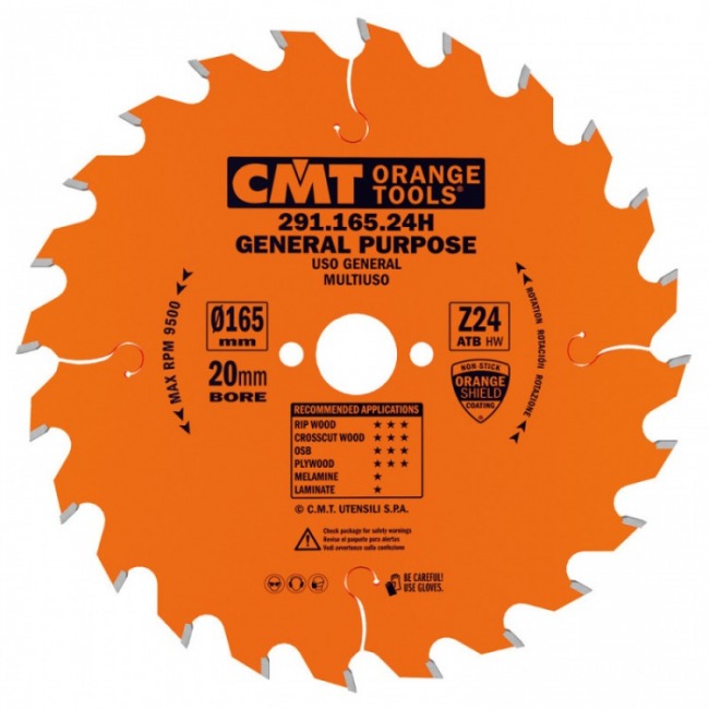 CMT Piła uniwersalna do drewna 165x20 mm 24Z 291.165.24H