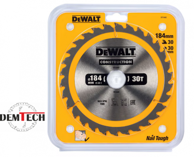 DEWALT Piła tarczowa 184x30z x30 CONSTRUCTION DT1942