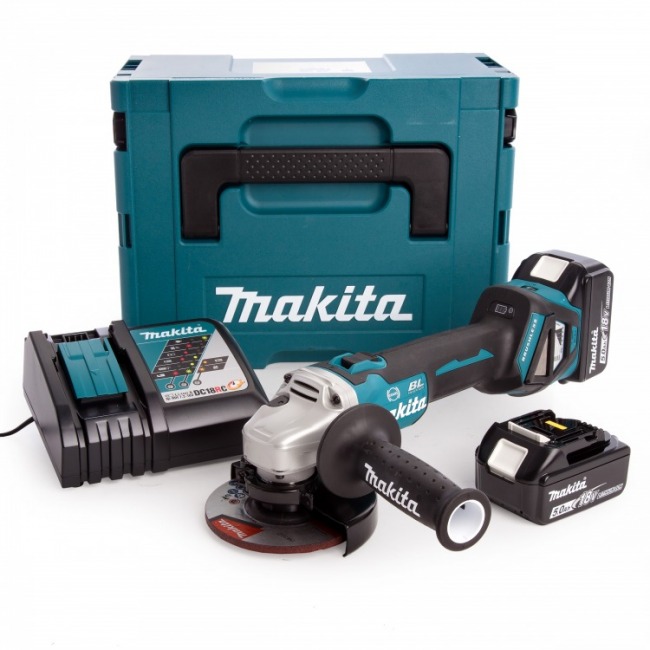 Makita DGA513RTJ Aku szlifierka kątowa 125mm, 125mm, Li-ion (2x5,0Ah/18V) Makpac